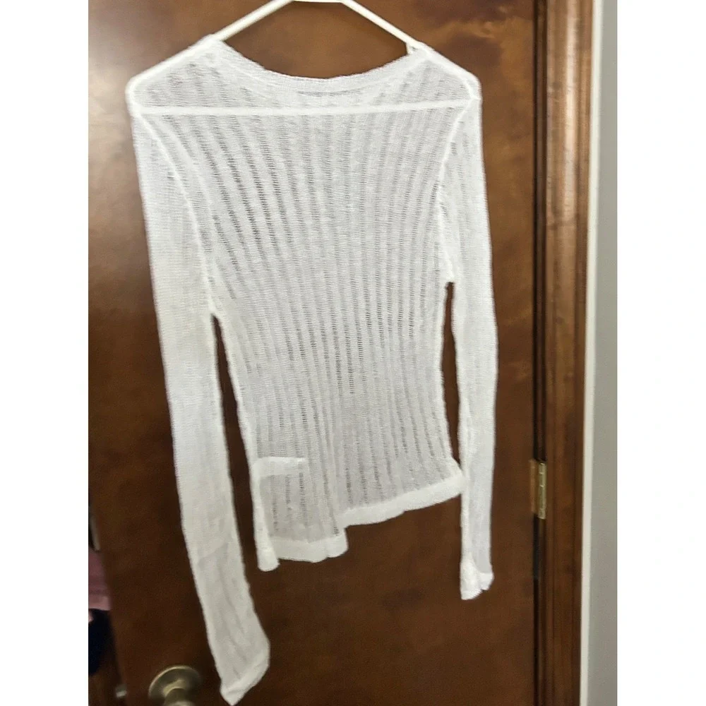 Pretty Little Thing Mesh Ribbed Knit Sheer Y2k Stretchy Sweater Womens XL NWT - Picture 4 of 11